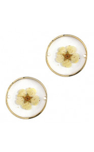 Connector with dried flowers 20mm - Gold-white